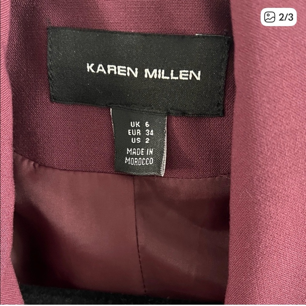 Karen Millen Burgundy Blazer with Gold Buttons - Picture 3 of 3